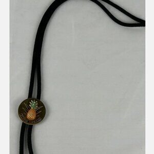 Vintage Aloha Hawaii Pineapple Gold Bolo Tie Necktie MCM Travel Hawaii Souvenir